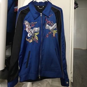 2017 Louis Vuitton silk bomber jacket.